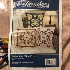Herrschners flower embroidery pillow kit